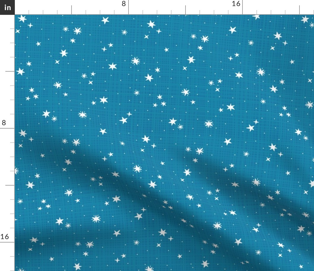 White Stars on Blue, Striped Fabric with Shades of Blue