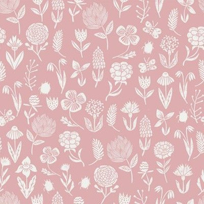 meadow floral - powder pink sfx1611  baby girl floral, earth tone floral, sage florals, nursery fabric, baby fabric, kids bedding