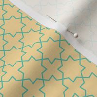 Beige Turquoise Geometric Pattern, Star Flower Shape