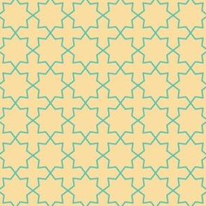 Beige Turquoise Geometric Pattern, Star Flower Shape