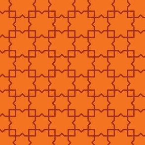 Warm Orange Geometric Pattern with Dark Red Outline