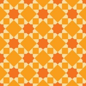 Orange Geometric Pattern, Tile love, Star Square Shapes