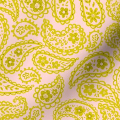 Yellow 70's Paisley (pale peach) 12”