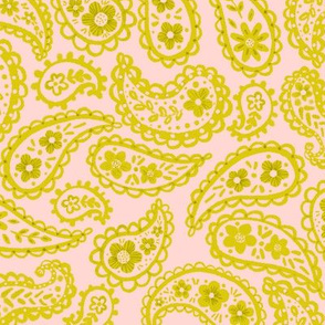 Yellow 70's Paisley (pale peach) 12”