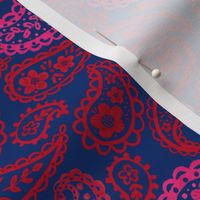 Ruby & Pink 70's Paisley (sapphire blue) 9” medium 