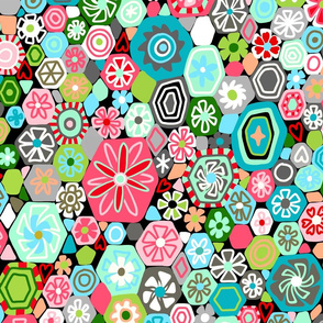 millefiori micro modern quilt pink green aqua