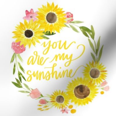 sunflower fields you are my sunshine floral wreath - 8x8 inches 