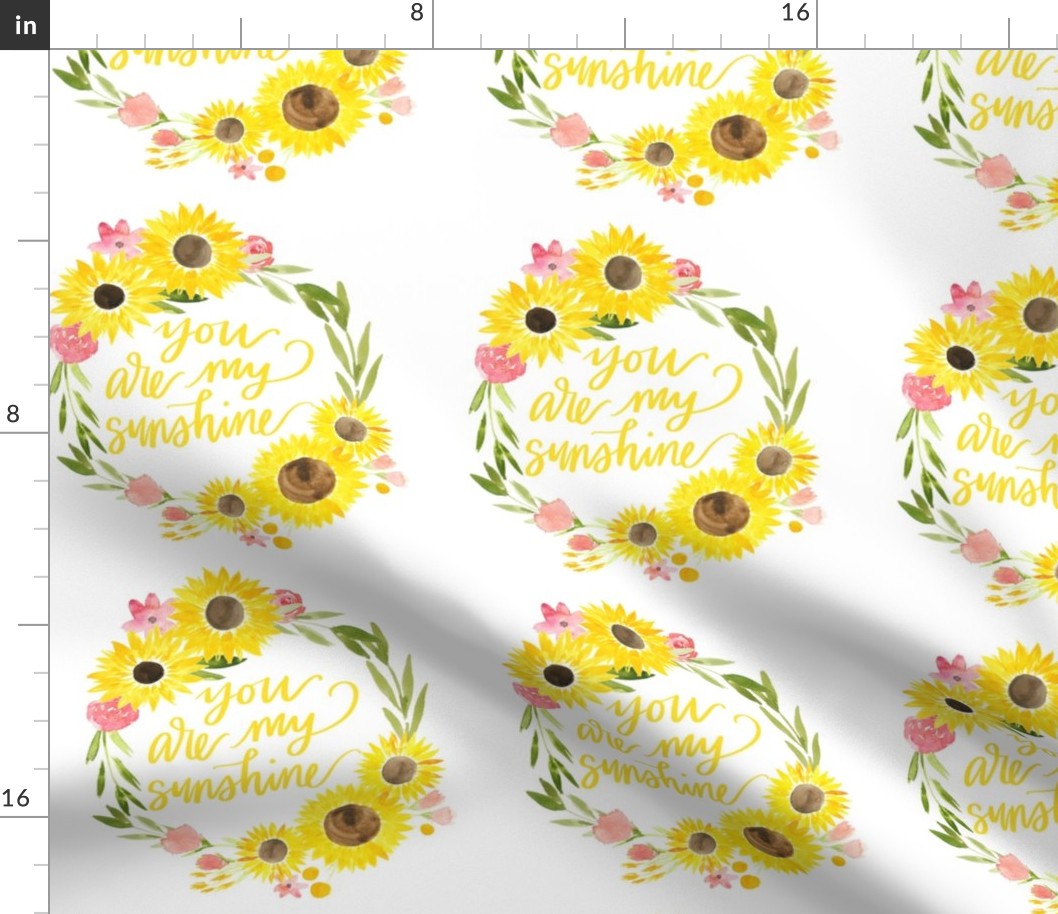sunflower fields you are my sunshine floral wreath - 8x8 inches 