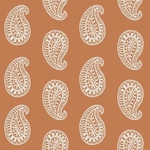 indian paisley block print fabric - caramel sfx1346