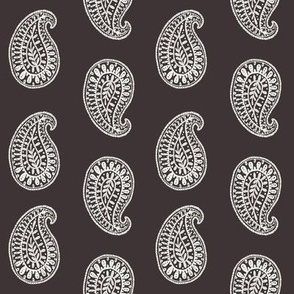 indian paisley block print fabric - coffee sfx1111
