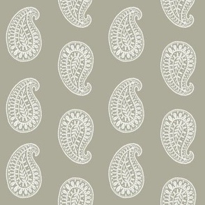 indian paisley block print fabric - sage sfx0110