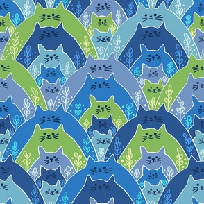 Cats cats cats cats in blue and green