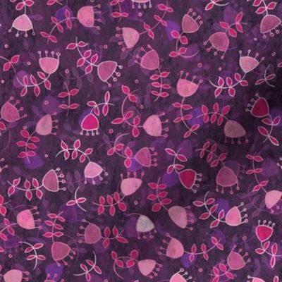 Micro Modern Ditsy Tulip -- Rose Magenta Bright Mauve Spring Flowers