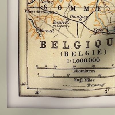 Belgium antique map, large (yard)