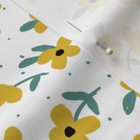 spring meadow floral fabric - prairie fabric, baby girl fabric, baby bedding, crib sheet fabric, sweet girls fabric - yellow