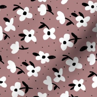 spring meadow floral fabric - prairie fabric, baby girl fabric, baby bedding, crib sheet fabric, sweet girls fabric - mauve