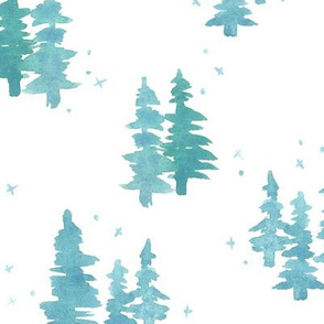 wintery watercolor pine trees (large)