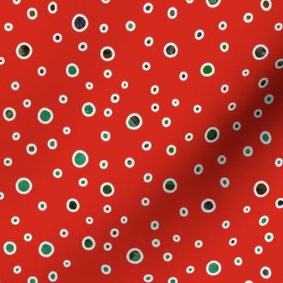 Small Ditsy Dots Red, White & Green