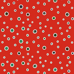 Small Ditsy Dots Red, White & Green