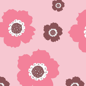 Pink and Purple Vintage Retro Flowers