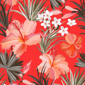 Red hibiscus floral