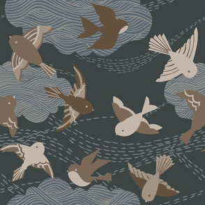 Modern Birds {Grey} - medium