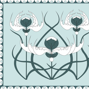 Art Nouveau/Deco Waterlily with scallop border