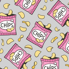 Potato Chips Fast Food Pink on Light Grey