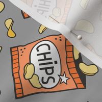 Potato Chips Fast Food Orange on Grey
