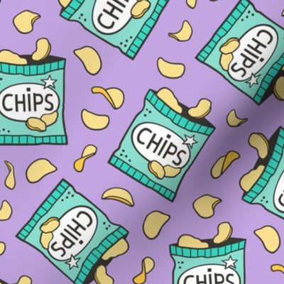 Potato Chips Fast Food Mint Green on Purple