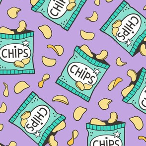 Potato Chips Fast Food Mint Green on Purple