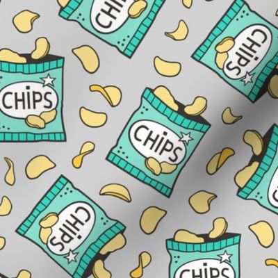 Potato Chips Fast Food Mint Green on Light Grey