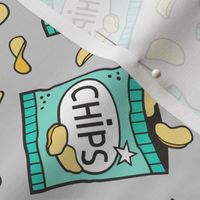 Potato Chips Fast Food Mint Green on Light Grey