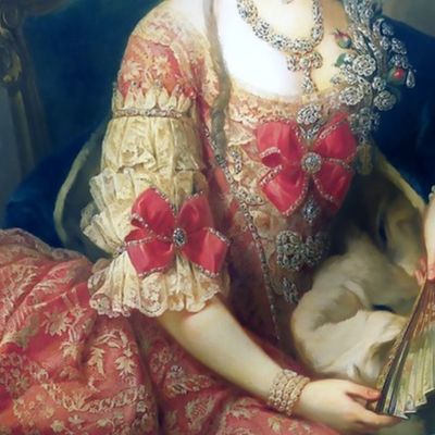 Marie Antoinette inspired princesses gowns dress diamond chokers necklace brooches lace baroque victorian queen crowns pearls bracelets red bows fur cape fans castle royalty ballgowns rococo portraits beautiful lady woman beauty elegant gothic lolita egl 