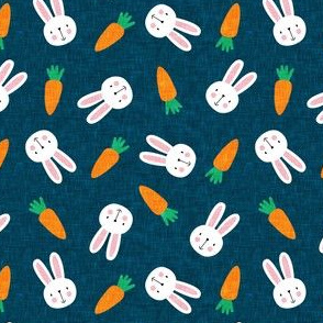 (extra small scale) bunnies and carrots - dark blue  - easter spring - LAD19