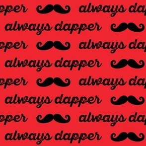 always dapper - mustache fabric - black on red C20BS