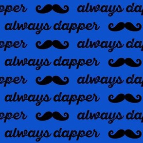 always dapper - mustaches - black on blue C20BS