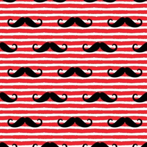 mustache on stripes - red - C20BS