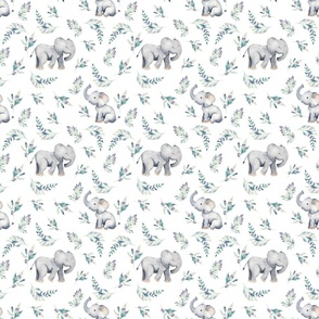 6" Cute baby elephants and flowers, elephant fabric, elephant nursery 1