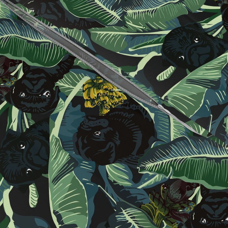 Banana Leaf and Black Pug_8x8