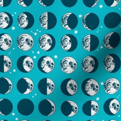 moon phases - teal