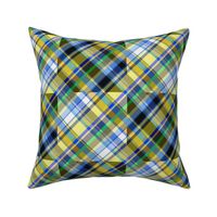 Checkerboard Madras Plaid in Yellow Blue and Green