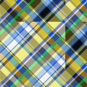 Checkerboard Madras Plaid in Yellow Blue and Green