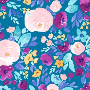 Maya floral on teal