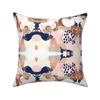 SMALL sonia abstract fabric painted rose gold blush pink and navy fabric