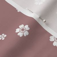 flower stamp fabric - sakura cherry blossom stamp, simple floral fabric, minimal flower fabric - mauve