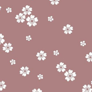 flower stamp fabric - sakura cherry blossom stamp, simple floral fabric, minimal flower fabric - mauve