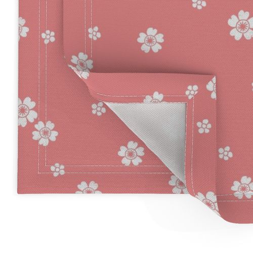 flower stamp fabric - sakura cherry blossom stamp, simple floral fabric, minimal flower fabric - pink