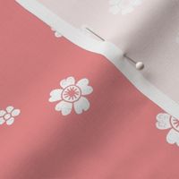 flower stamp fabric - sakura cherry blossom stamp, simple floral fabric, minimal flower fabric - pink