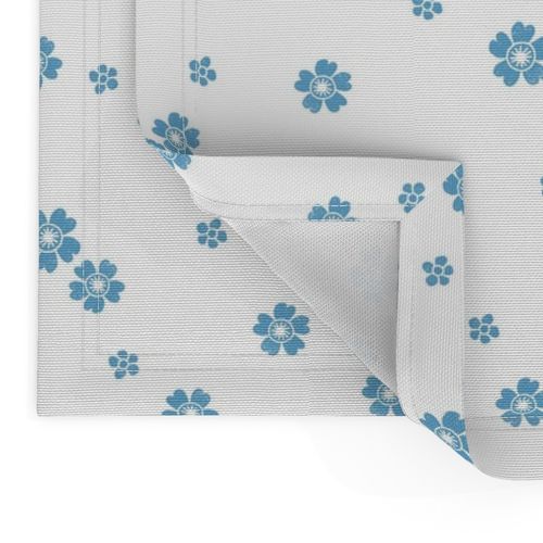 flower stamp fabric - sakura cherry blossom stamp, simple floral fabric, minimal flower fabric - light blue